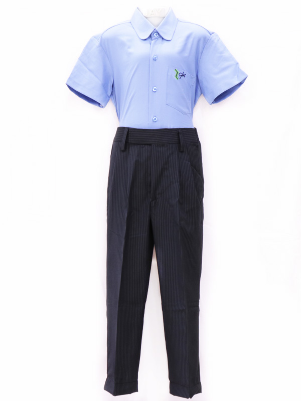Sky Blue Spun Shirt For STD. VI to X with House Monogram
